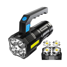 LED Flashlight USB Rechargeable, High Lumens Tactical Light with Sidelight, 4X LED, Zoomable, Handheld Super Brightest Flashlights(Black)