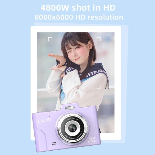 Câmera Digital Portátil 1080P 48Mp Lente Dupla Zoom Óptico 8X Tela Tft de 2 8 Polegadas 32 Gb Adequada para Adolescentes Roxo 2