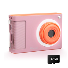 Appareil photo numérique pour enfants FHD 1080P avec carte 32 Go, 48 MP, zoom 8X, pour adolescents et enfants, rose