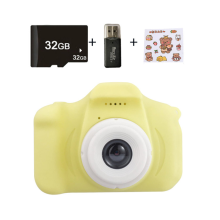 Appareil photo numérique 1080p pour enfants avec écran couleur 2 pouces et emplacement pour carte Micro SD (carte SD 32 Go incluse) Jaune