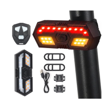 Bicycle Taillight with Horn Wireless Remote Control Rechargeable LED Turn Signal MTB Road Bike Waterproof Rear Light(Black)