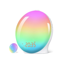 Despertador com Luz de Despertar Despertador Digital para Quartos Rádio Travessas Pesadas Adultos e Crianças 8 Sons Da Natureza Branco