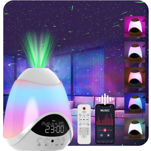 Star Projector, Star Light Projector with Alarm Clock, Remote & Timer, Ambient Starry Lamp(White)