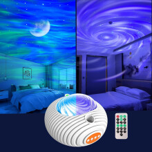 Dual Effect Night Light , 14 Colors and White Noise Projector Light, Timer & Remote Control (White)