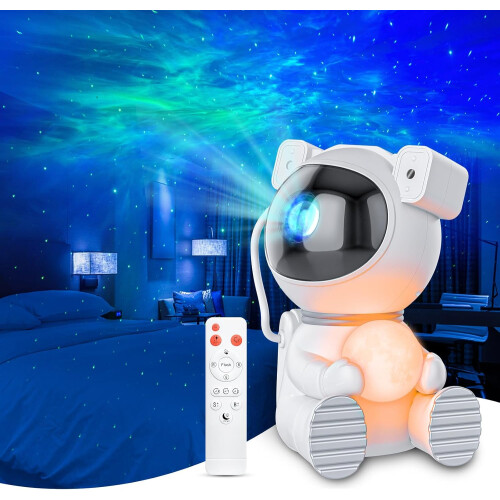 Astronaut Galaxy Projector, Star Projector with Timer and Remote, Night Light with Moon Lamp(White)