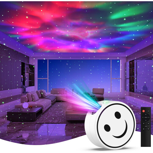 Star Projector with Remote Timer - Night Light for Bedroom, Kids Room 17 Lighting Modes(White)