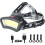 COB Floodlight Headlamp USB Rechargeable with Red Light, 2000 Lumen LED Headlight (Black) 1