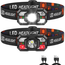 Headlamp Rechargeable, LED Headlamp with Red Light, 2Pack Headlamps, Head Lamps LED Rechargeable(Black)