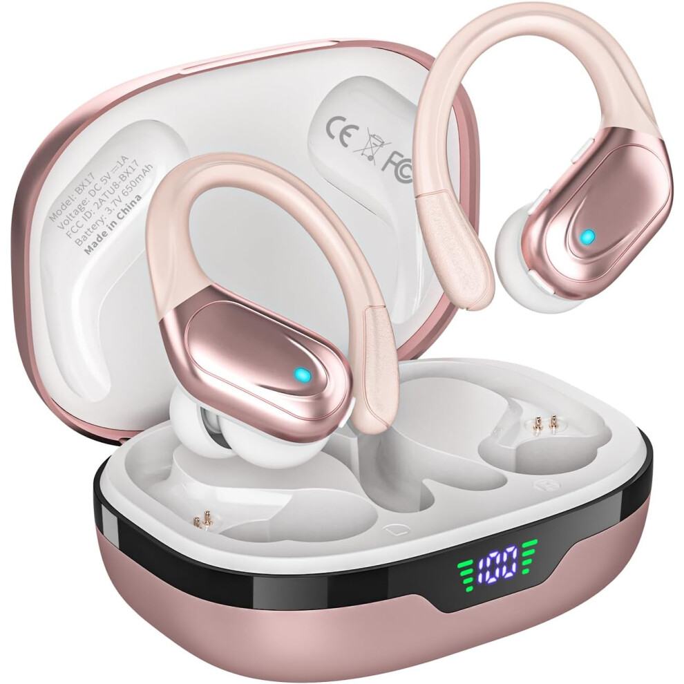 Wireless Earbuds, Sports Bluetooth Headphones, 80Hrs Playtime Ear Buds With Led Power Display(Pink) Pink 6976918066466