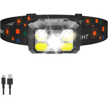 Headlamp Rechargeable LED, 400 Lumens with Red & White Light, 8 Modes, USB-C Charging(Black)