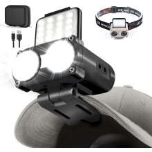 Luz Led Para Capacete, 800 Lúmens, Recarregável, Regulável, Com Clipe Para Prender No Boné, Lanterna Ajustável Em 180  (preta)