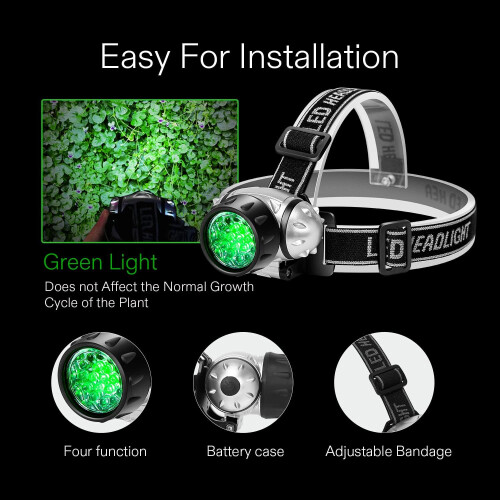 19-Bulb High Intensity LED Green Light Grow Room Headlight(Black) 1