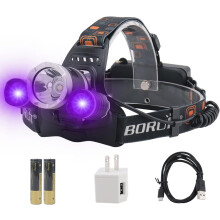 3000 LED Black Light Headlamp,3 Modes White and UV Light Headlamp, Rechargeable Blacklight(Black)