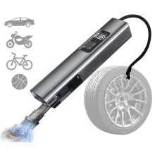 Compresseur d'air portable, gonfleur de pneus avec aspirateur de voiture, pompe à air rechargeable avec arrêt automatique et lumière LED