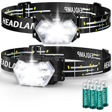 2000 Lumen 9 LED Headlamp 2 Pack, Ultra Bright Head Lamp with 6 Modes, IPX5 Waterproof Head Light(Black)