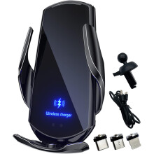 15W Wireless Car Charger, Auto-Clamping Phone Holder with Air Vent Mount, Fast Charging Bracket(Black)