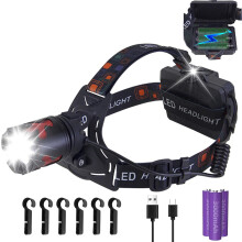 Headlamp Rechargeable High lumen Bright Head Lamp, 40H Type-C cable Adjustable Headlight Outdoor(Black)