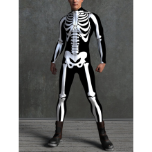 (XXXXL) Skelettkostüm Herren Halloweenkostüm