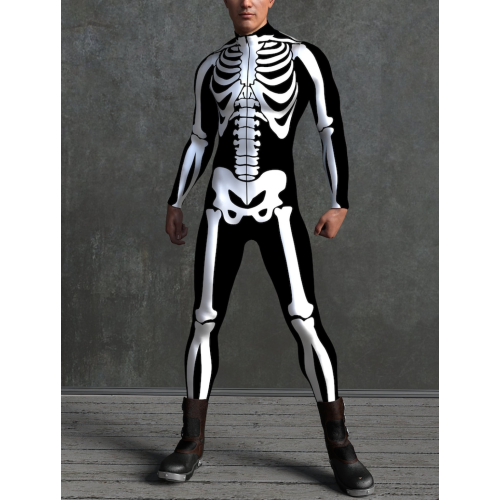 (XXXXL) Skelettkostüm Herren Halloweenkostüm