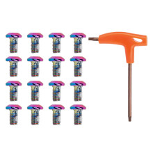 16Pcs Bike Disc Brake Rotor Bolts T25 Bolts M5x9mm Bike Rotor Screws with a Double-Headed Wrench for Road Bike