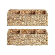 3-sect Wicker Baskets for Shelves, Woven Stora Baskets, 2-pack