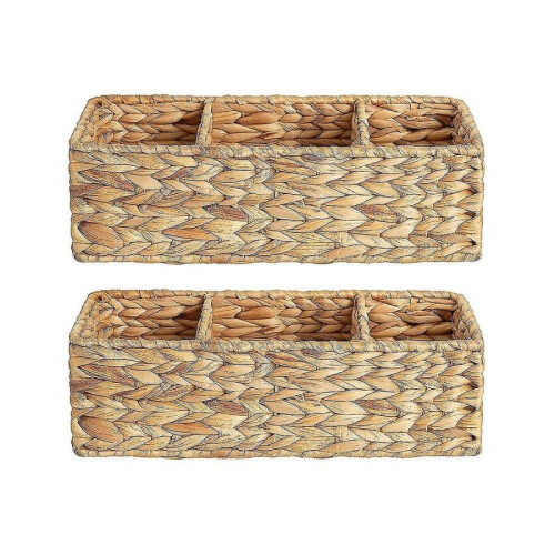 3-sect Wicker Baskets for Shelves, Woven Stora Baskets, 2-pack