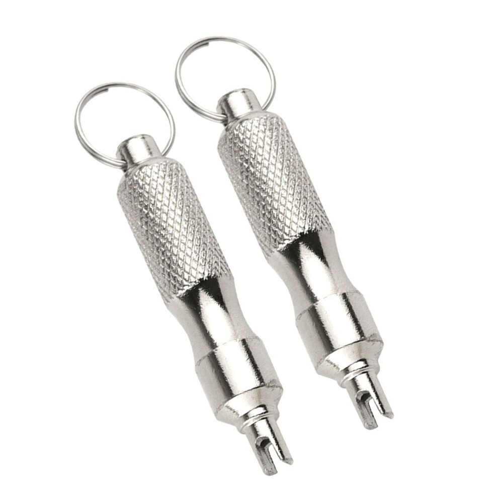 2Pcs Universals Tire Repair Screwdriver Stainless Steels Tire Wrench With Keyring Tire Cores Deflation Tool 7751720027831