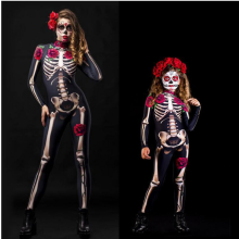 (120 Noir) Costume de squelette d'Halloween pour enfants et adultes