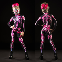 (140)Costume de squelette complet pour enfants, costume d'Halloween