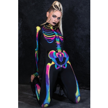 Costume de squelette avec os arc-en-ciel