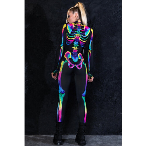 (L)Costume de squelette avec os arc-en-ciel 2