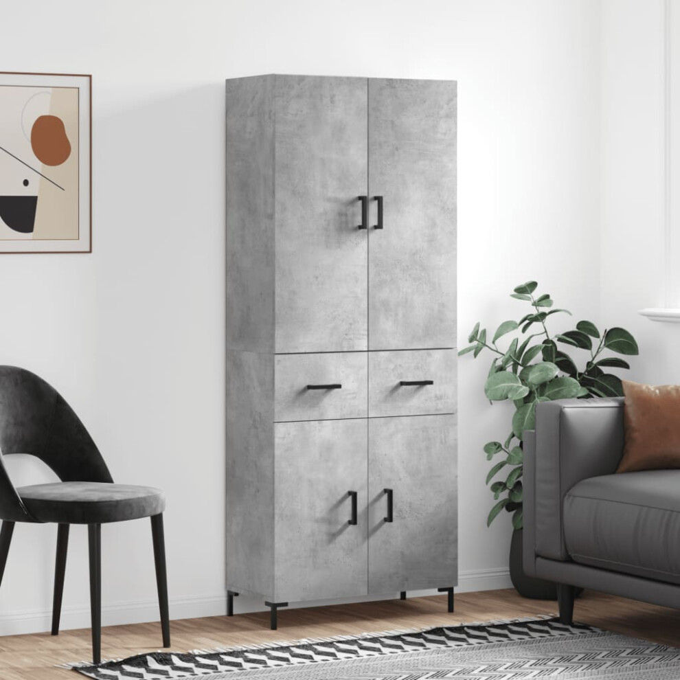 Vidaxl Highboard Concrete Grey 69.5X34x180 Cm Engineered Wood