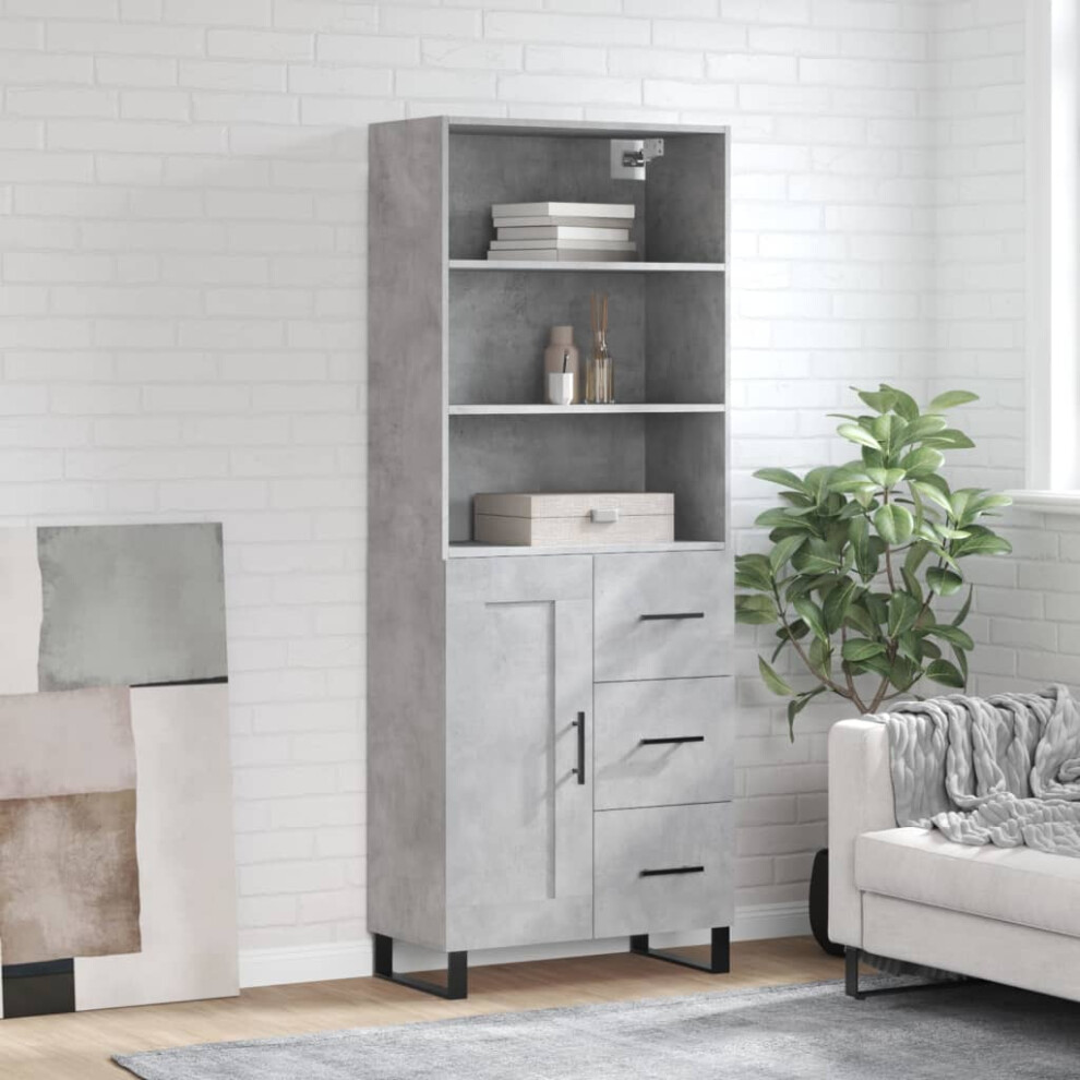 Vidaxl Highboard Concrete Grey 69.5X34x180 Cm Engineered Wood