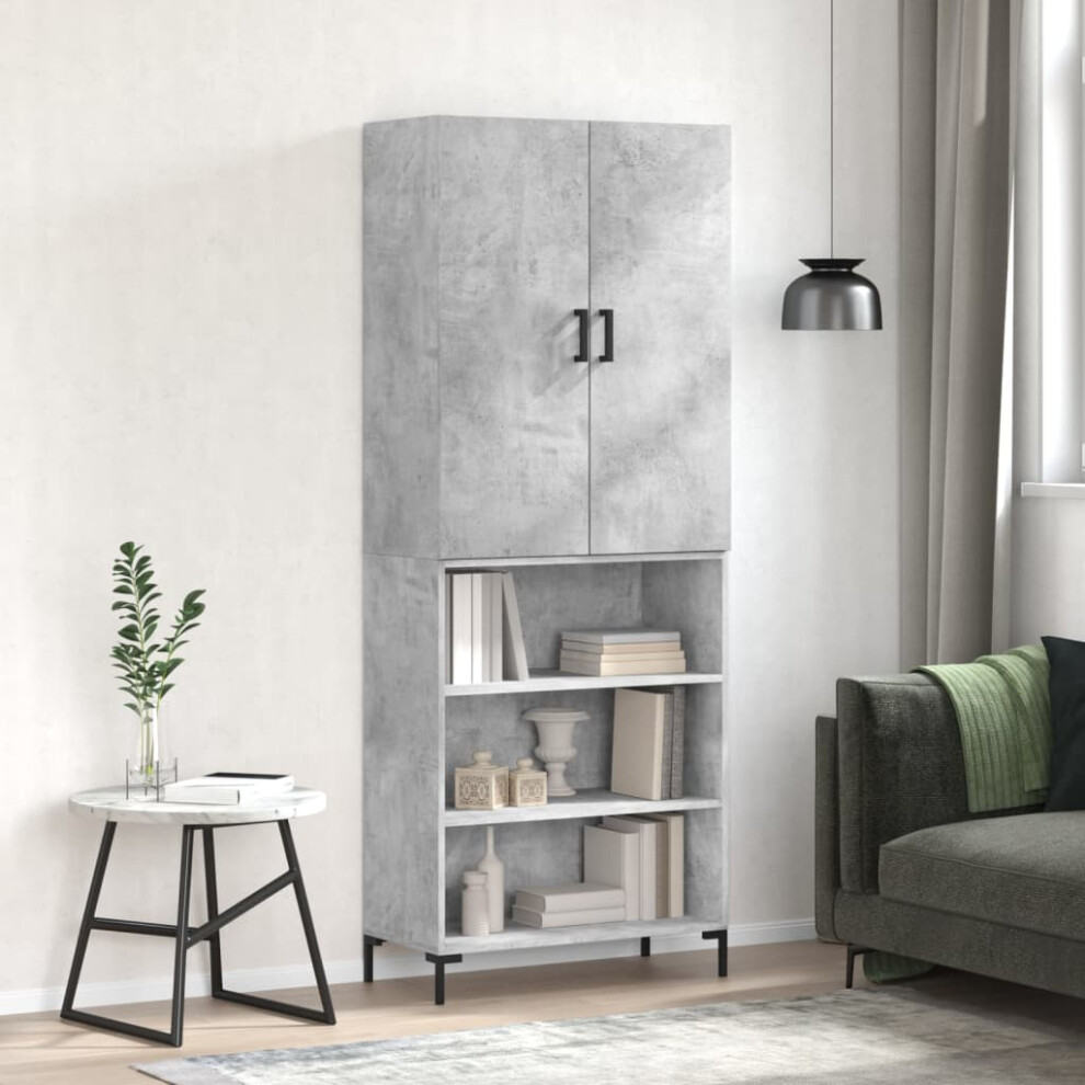 VIDAXL Highboard - 2 Door 3 Shelf - Grey - Engineered Wood - 180 x 69.5 x 34cm - Image 4