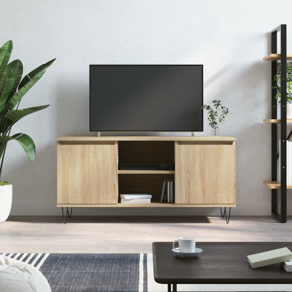 Vidaxl Tv Cabinet Sonoma Oak 104X35x50 Cm Engineered Wood White