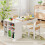 Costway Kids Art Craft Table and Chairs Set with Paper Roll Flip-up Tabletop 4