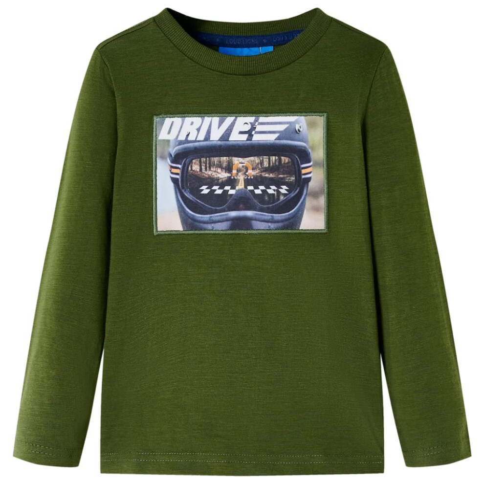 Vidaxl Kids' T-Shirt With Long Sleeves Khaki 104 Dark