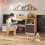 Costway Kids Study Desk and Chair Set Children Study Table with Open Shelves 8