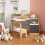 Costway Kids Study Desk and Chair Set Children Study Table with Open Shelves 6
