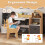 Costway Kids Study Desk and Chair Set Children Study Table with Open Shelves 4