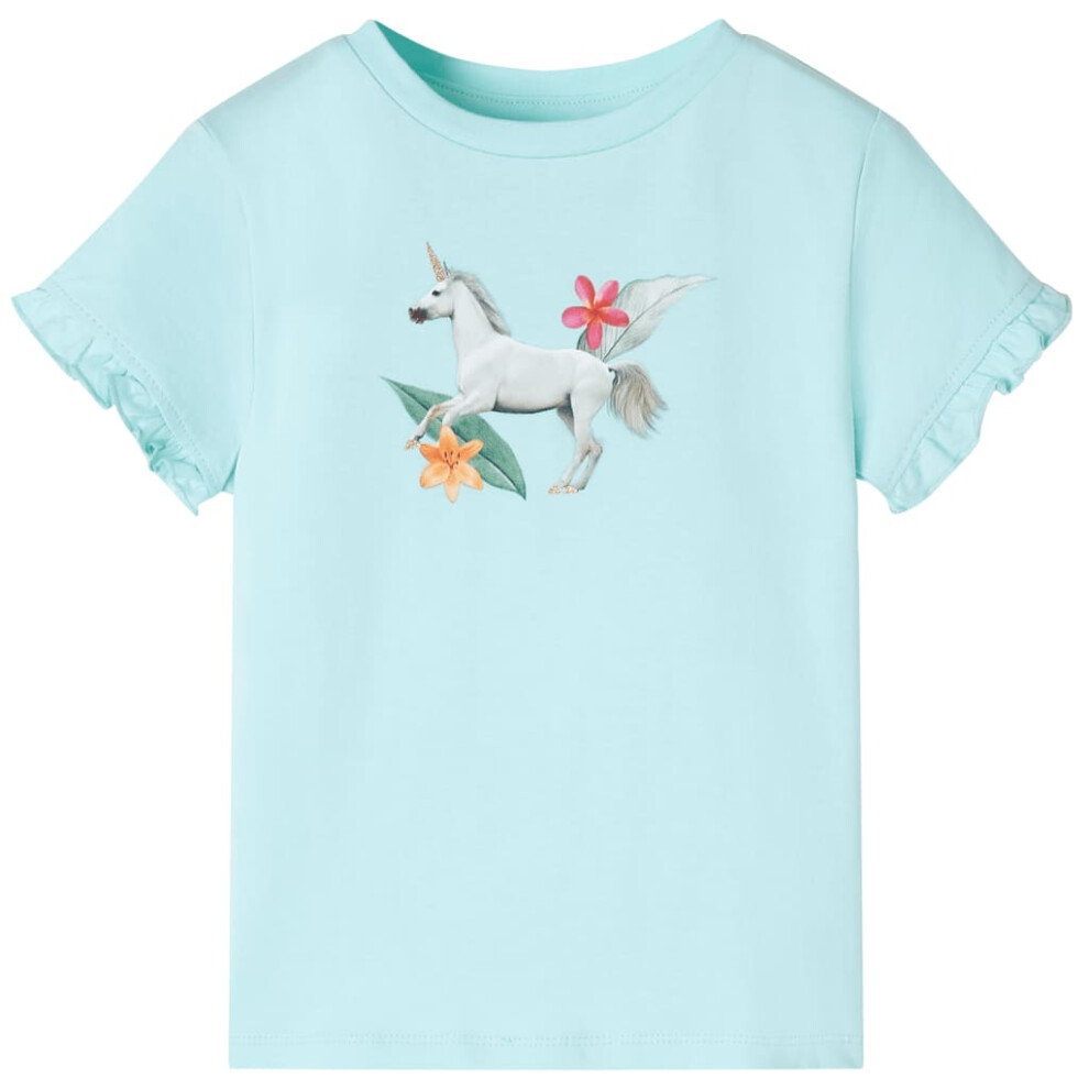 Vidaxl Kids' T-Shirt With Short Sleeves Aqua 104 Light
