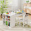 Costway Kids Art Craft Table and Chairs Set with Paper Roll Flip-up Tabletop 8