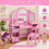 Costway Kids Vanity Table and Chair Set with 3 Removable Mirrors and 4 Storage Bins 11