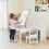 Costway Kids Art Craft Table and Chairs Set with Paper Roll Flip-up Tabletop 10