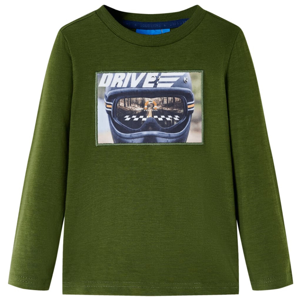 Vidaxl Kids' T-Shirt With Long Sleeves Khaki 116 Dark