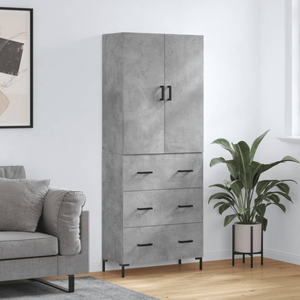 Vidaxl Highboard Concrete Grey 69.5X34x180 Cm Engineered Wood