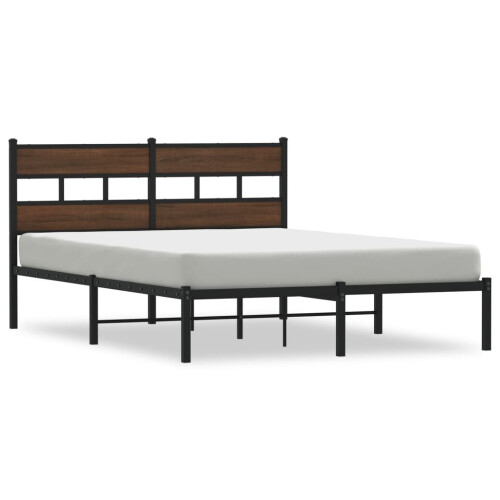 VidaXL vidaXL Bed Frame without Mattress with Headboard Brown Oak 140x190 cm 1