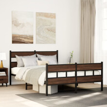 vidaXL Metal Bed Frame without Mattress Brown Oak 160x200 cm