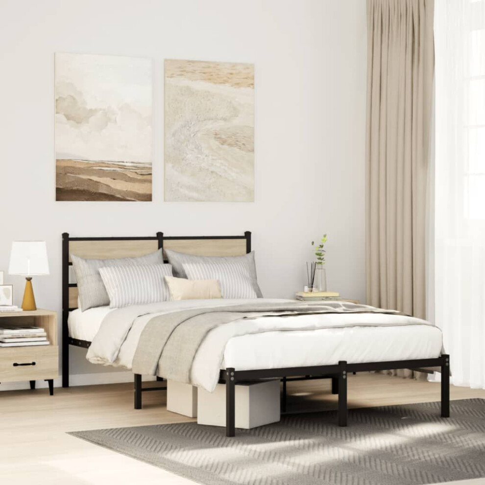 Vidaxl Metal Bed Frame Without Mattress Sonoma Oak 120X200 Cm