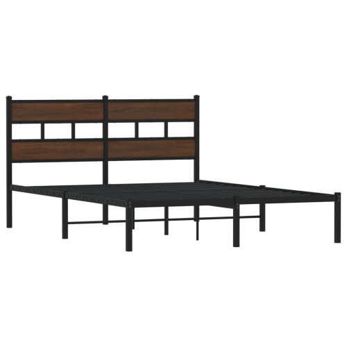 VidaXL vidaXL Bed Frame without Mattress with Headboard Brown Oak 140x190 cm 2
